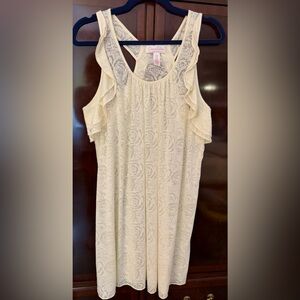 Vintage Oscar de la Renta Pink Label Nightgown Semi-sheer Sleeveless Ruffles Med